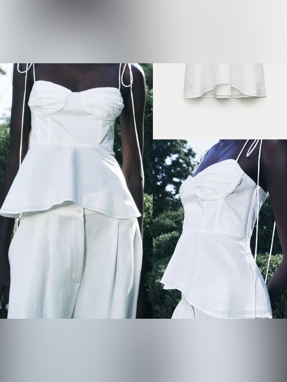 Zara White Peplum Bustier Camisole